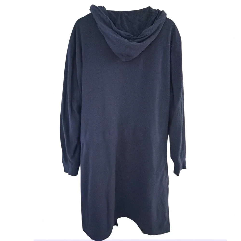 DudeRobe Mens Hooded Bathrobe Navy Blue Cotton Jersey L/XL Luxury Loungewear